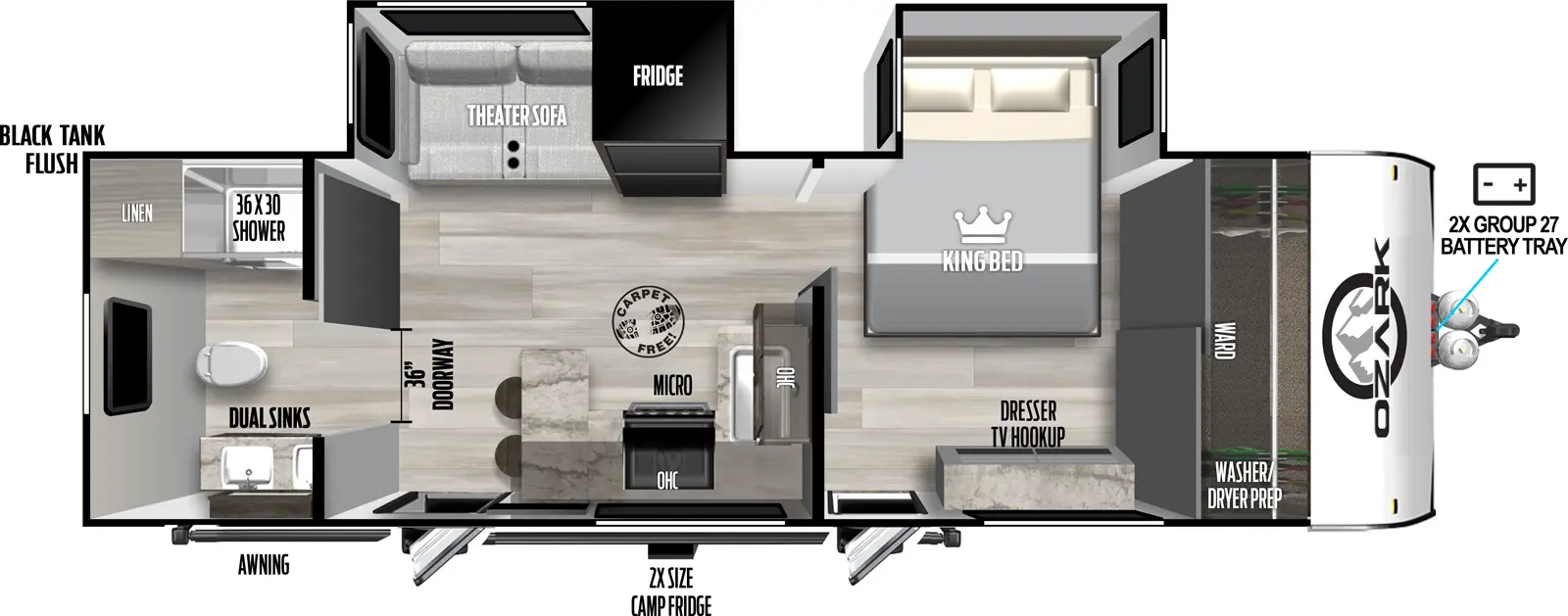 Ozark 2630RBK Floorplan